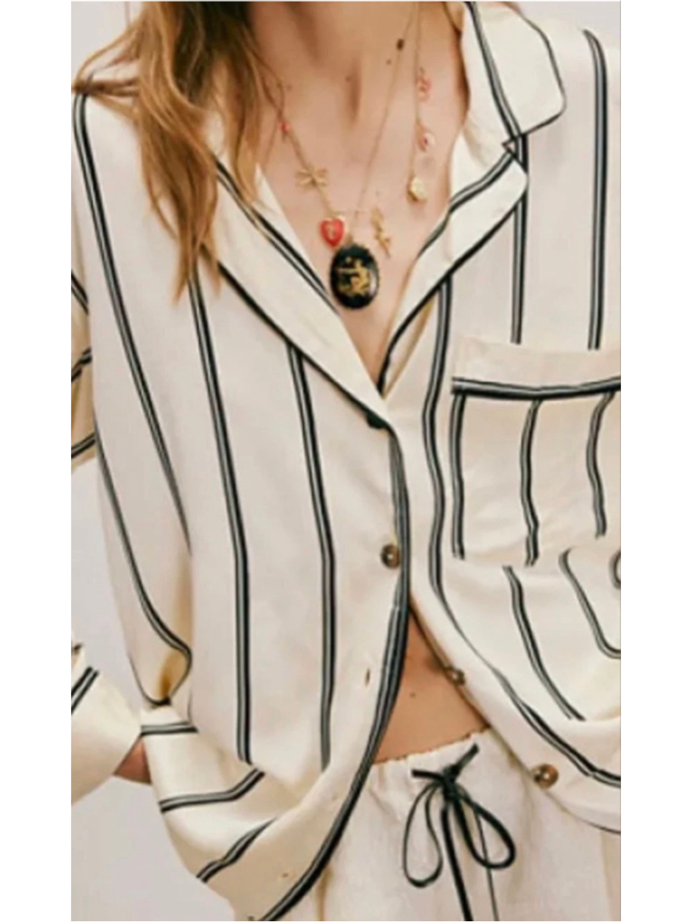 NWT Free People We The Free Rorie Ivory & Black Shirt SZ Small